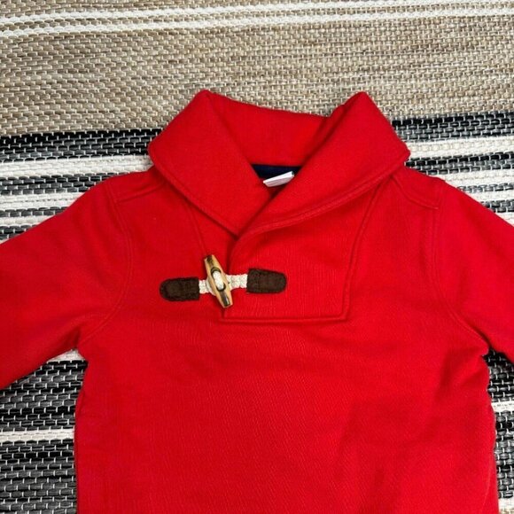Janie And Jack Boys Sweatshirt Cozy Shawl Collar Pullover Holiday Red 3-6 Months - Picture 2 of 9